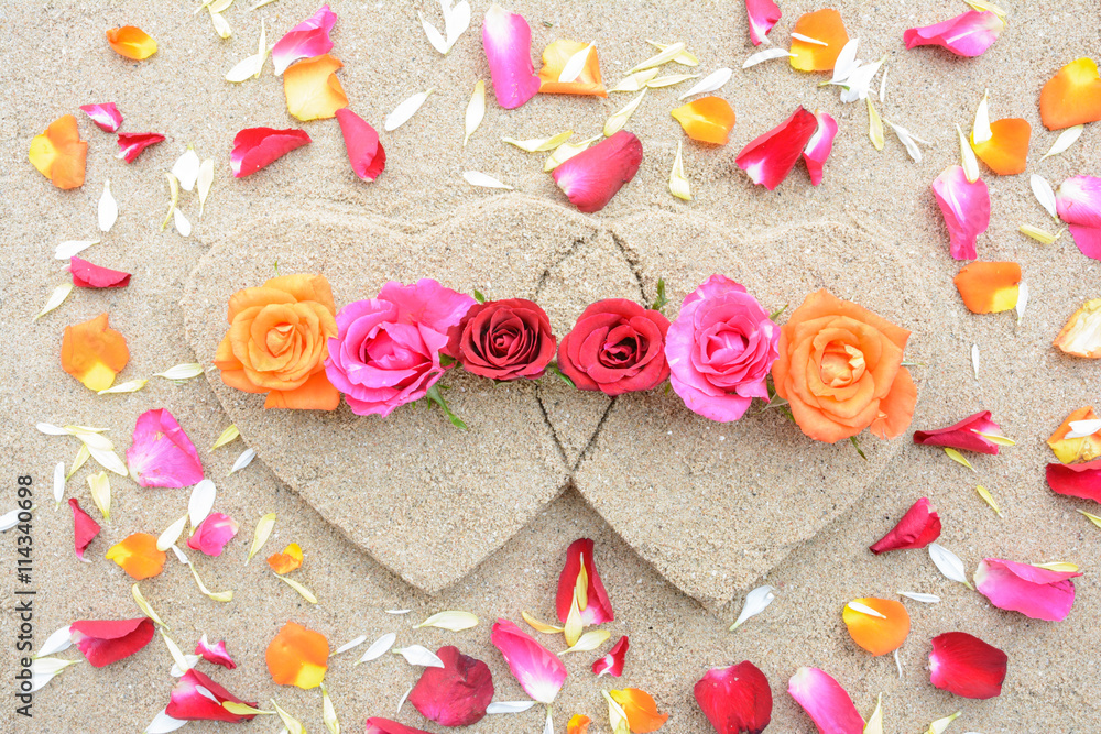 Rose on twin heart shape Rose on twin heart shape