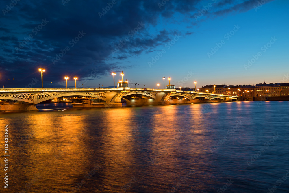 Annunciation bridge white july night. Saint Petersburg
