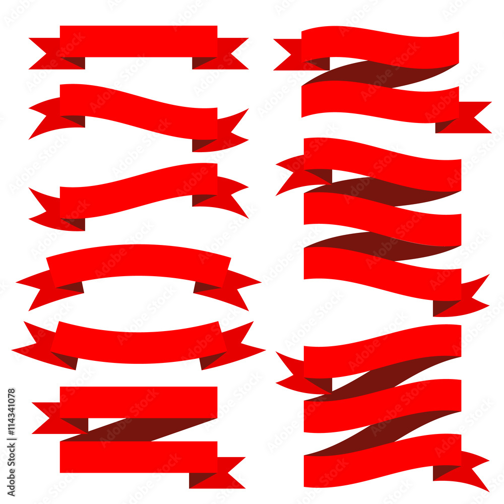 Set of red ribbon collection