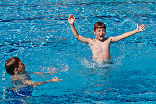 Children swimming in the pool