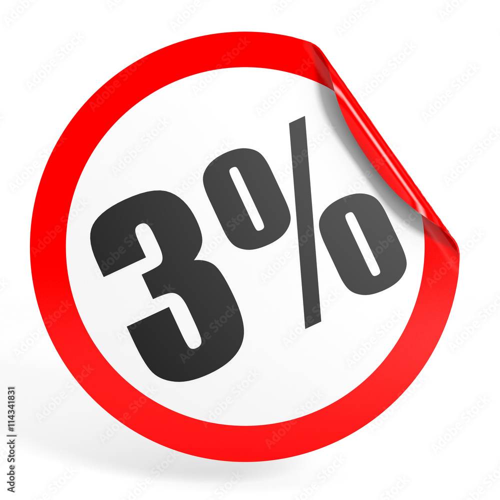 Discount 3 percent off. 3D illustration. Discount 3 percent off. 3D illustration.