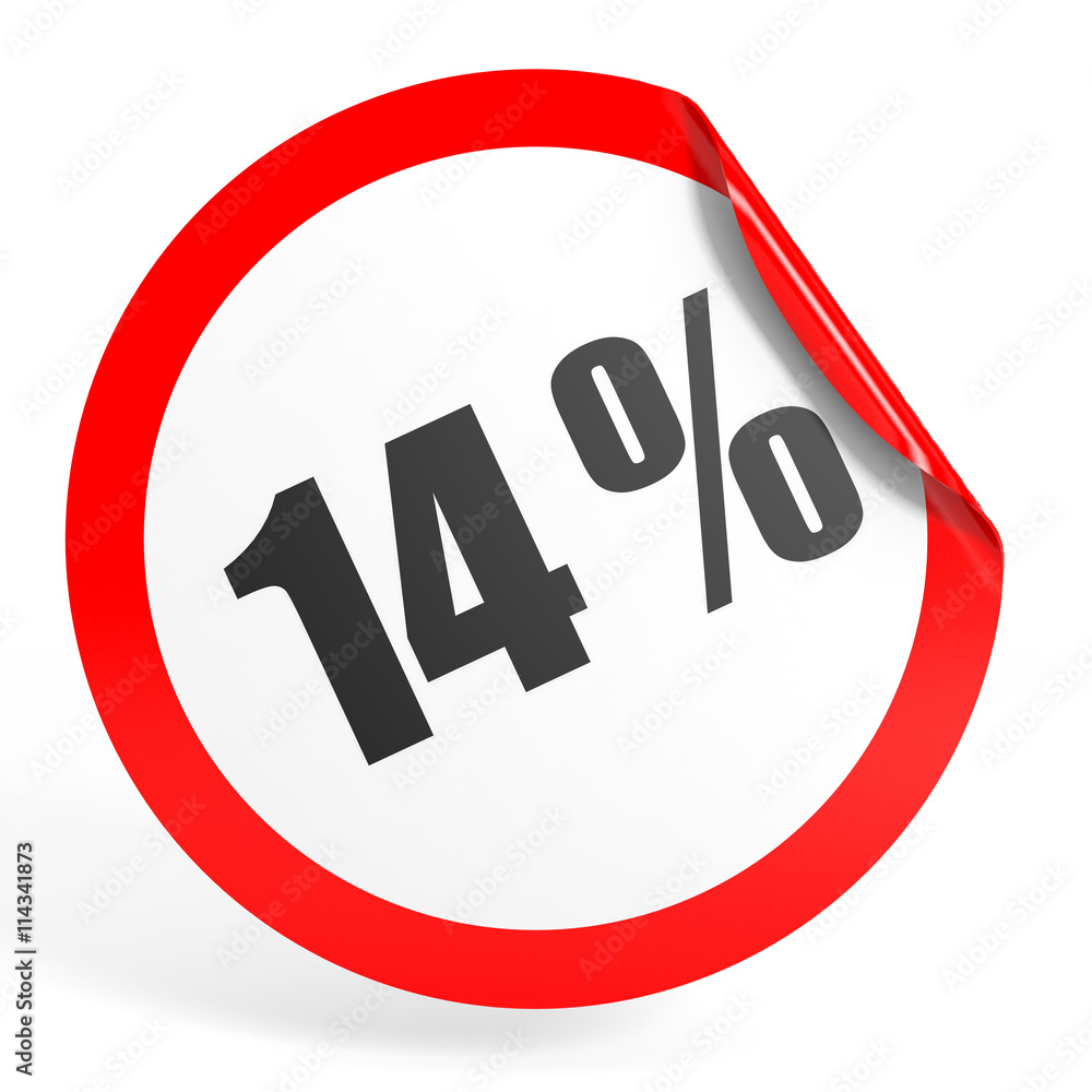 Discount 14 percent off. 3D illustration. Discount 14 percent off. 3D illustration.