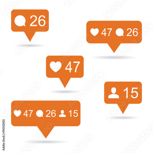 Like, follower, comment icons. Vector illustration.