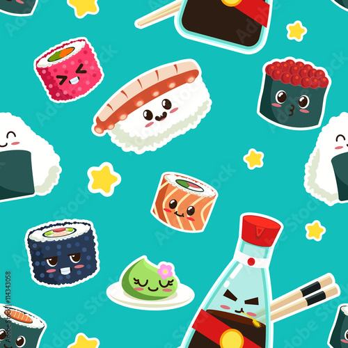 cute sushi seamless pattern