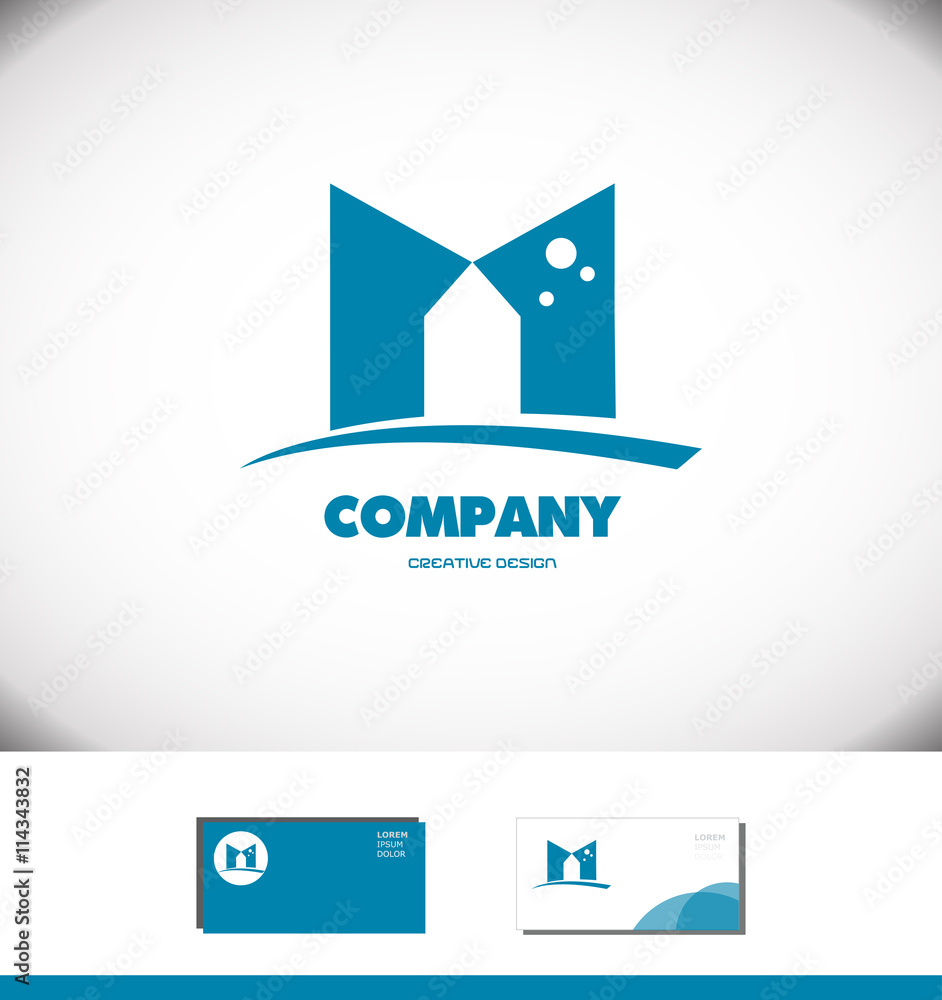 Alphabet letter M flat blue logo icon Stock Vector | Adobe Stock