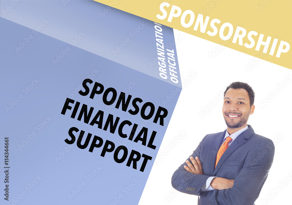 Confident Businessman and business words - sponsorship Confident Businessman and business words - sponsorship