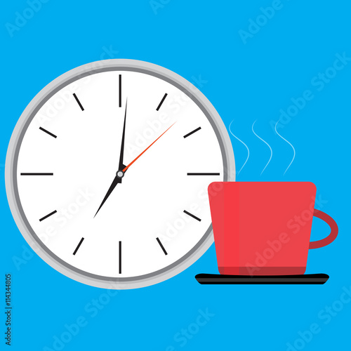 Wake up clock and cup of coffee