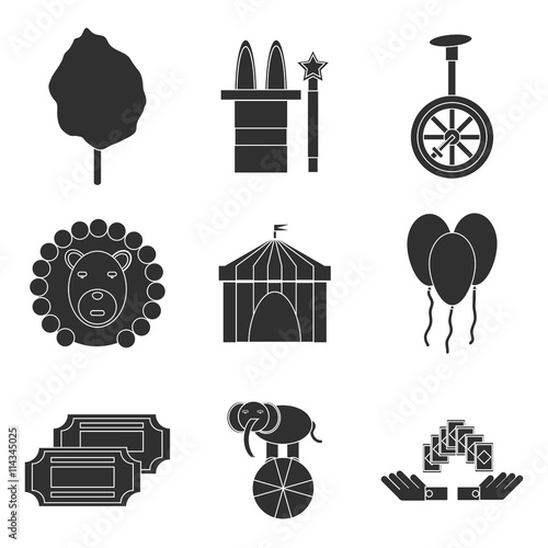 Circus icons flat set