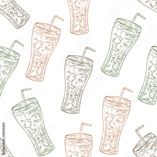 Seamless pattern scetch of three types cola