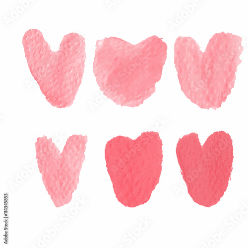 Red Heart.Water Color brushes.Water color vector. Water color heart shape brushes. Water color heart symbol photo