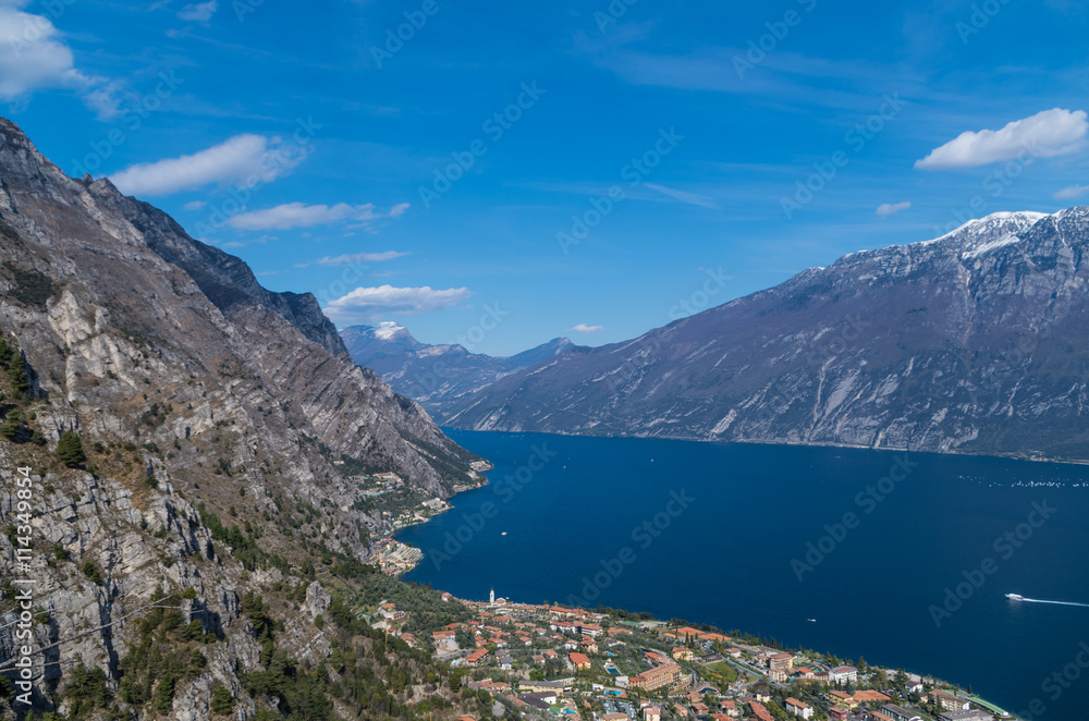 Beautiful view on Limone sul Garda from the mountainside