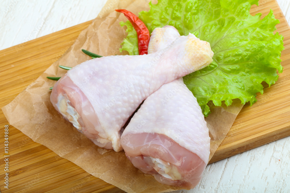 Raw chicken leg