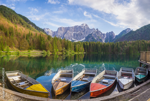 panorama alpine lake, Julian Alps, Italy, laghi di fusine 