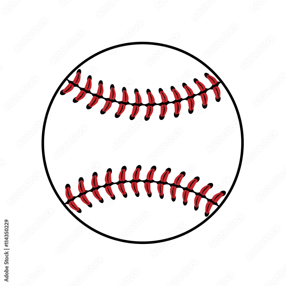Baseball ball sign. Colored softball sign, isolated on white background.  Equipment professional american sport. Symbol play, team, game and  competition, recreation. Simple design. Vector illustration Stock Vector |  Adobe Stock