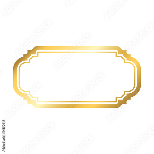 Gold frame. Beautiful simple golden design. Vintage style decorative border, isolated on white background. Deco elegant art object. Empty copy space for decoration, photo, banner. Vector illustration.