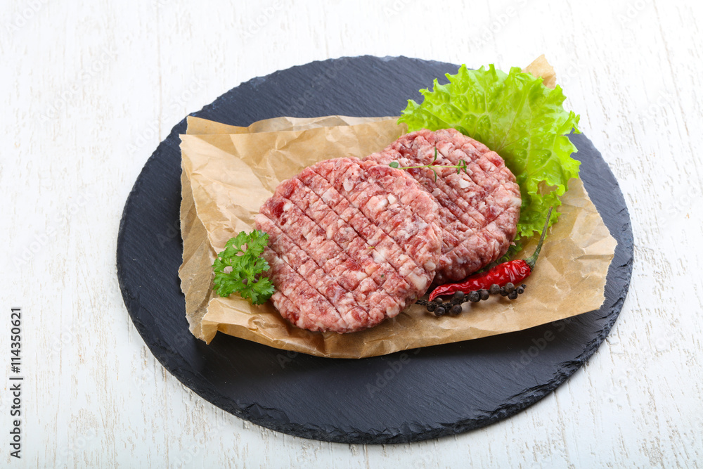 Raw burger cutlet Raw burger cutlet