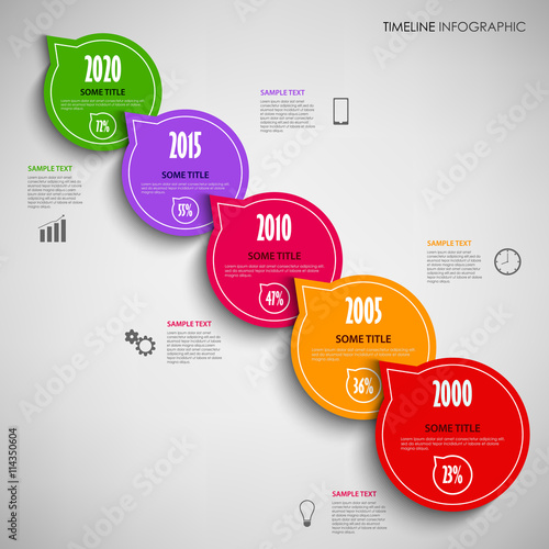 Time line info graphic with colored pointers round template