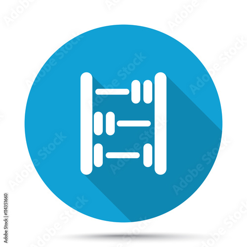 White Abacus icon on blue button isolated on white