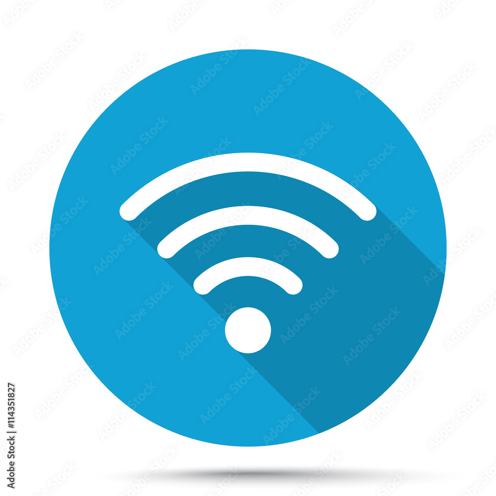 White Wireless icon on blue button isolated on white White Wireless icon on blue button isolated on white