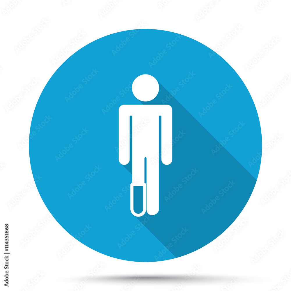 White Foot icon on blue button isolated on white White Foot icon on blue button isolated on white