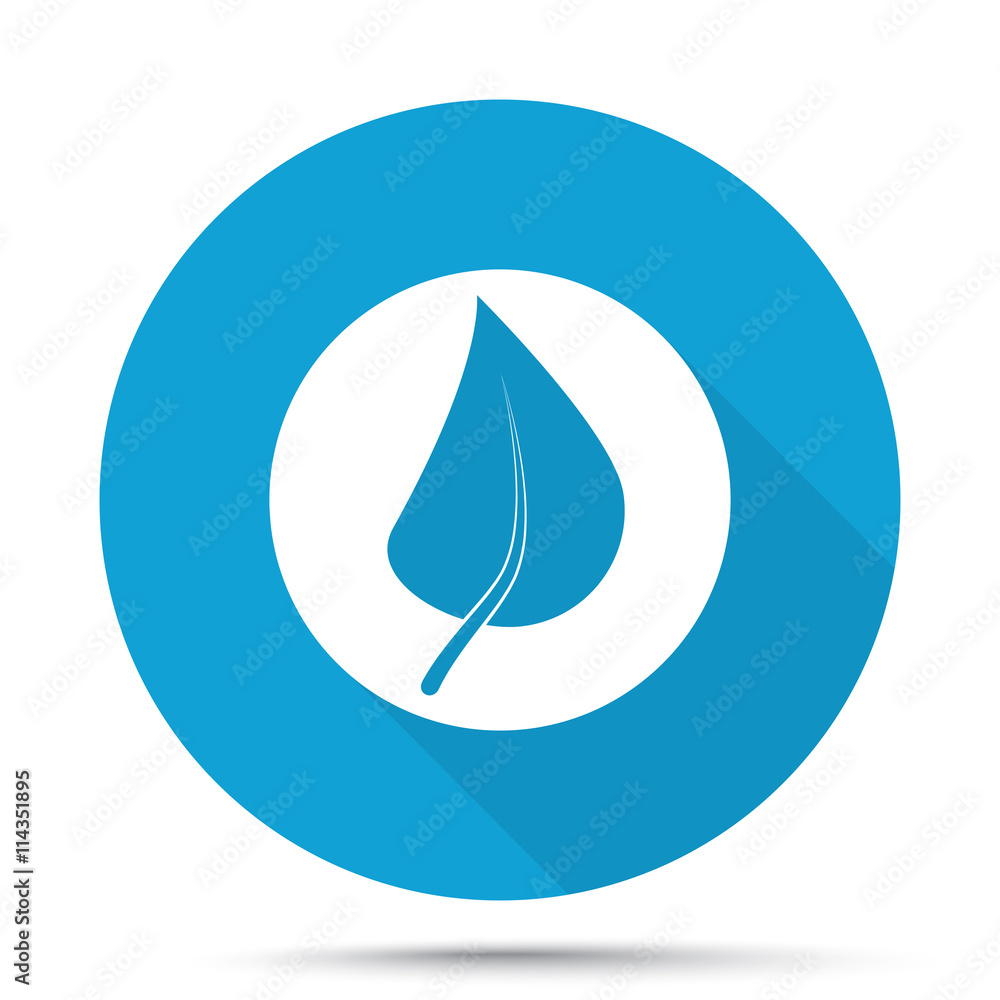 White Herbs icon on blue button isolated on white