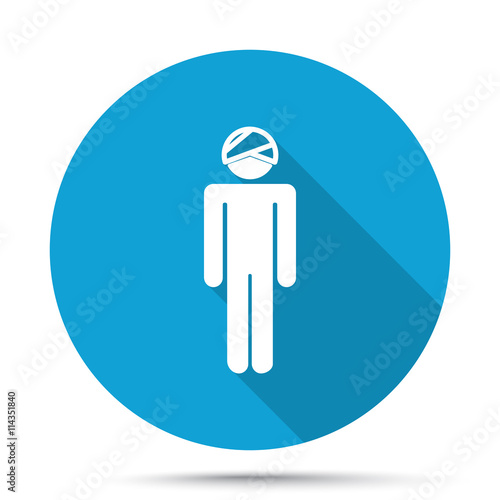 White Head icon on blue button isolated on white