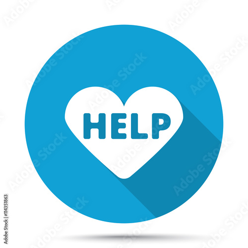 White Defibrillator  icon on blue button isolated on white