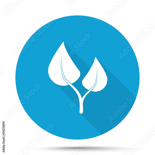 White Medical Herbs icon on blue button isolated on white