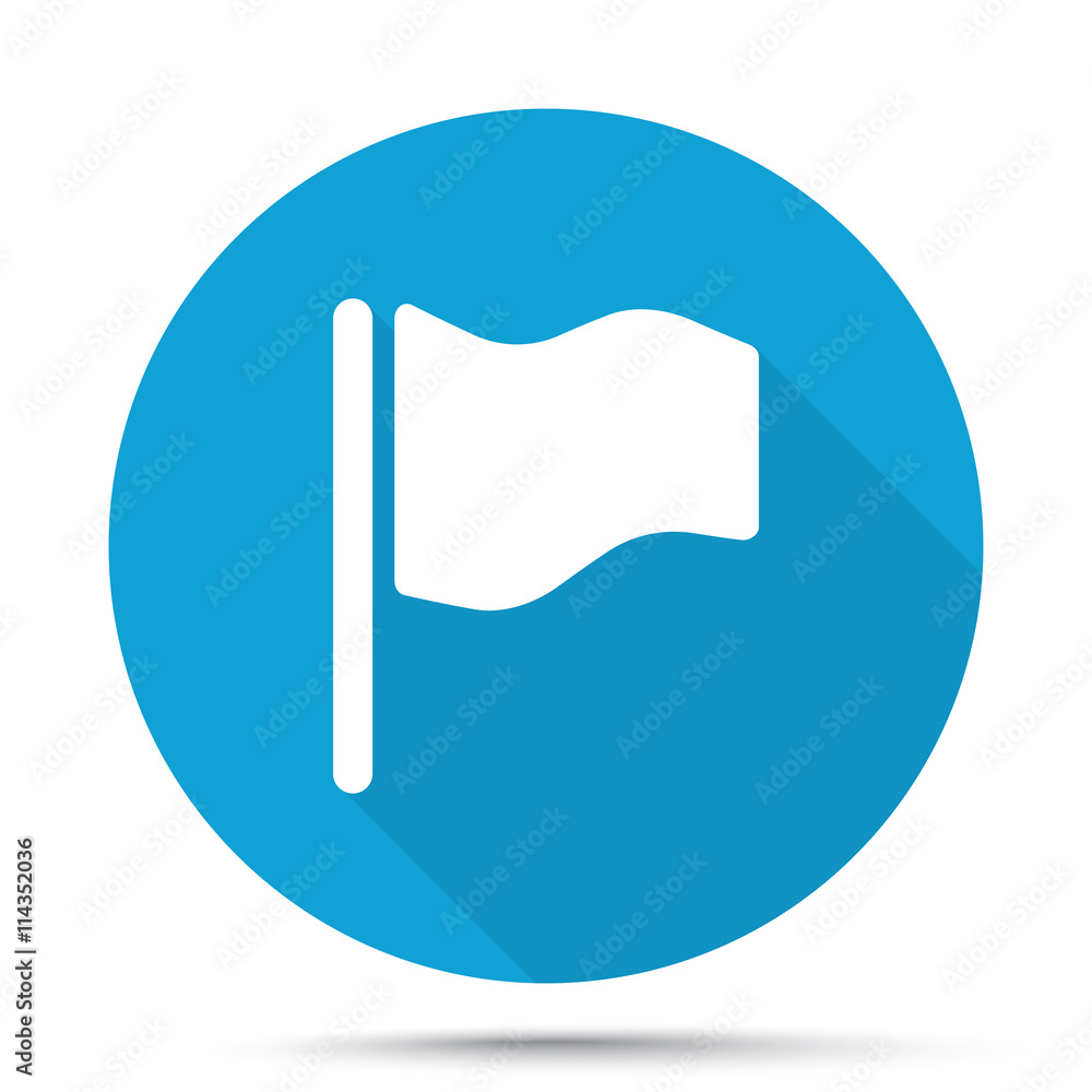 White Flag icon on blue button isolated on white