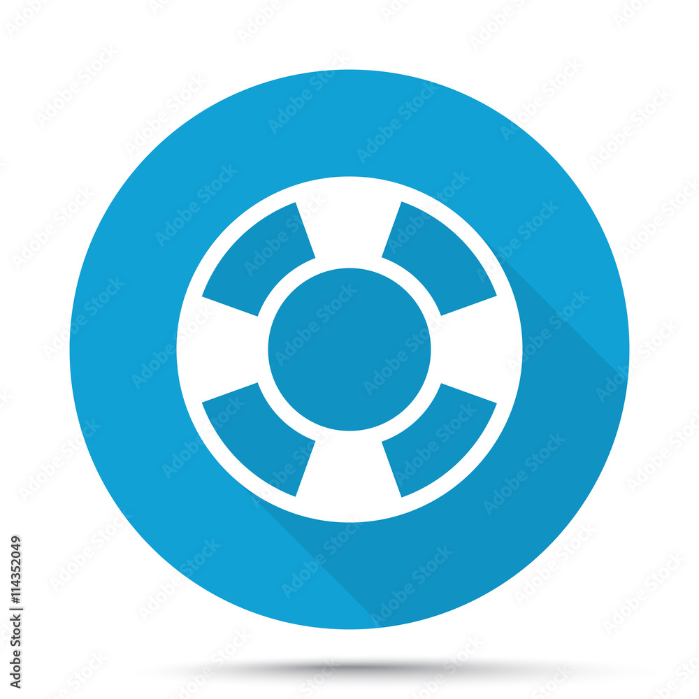 White Life Buoy icon on blue button isolated on white White Life Buoy icon on blue button isolated on white