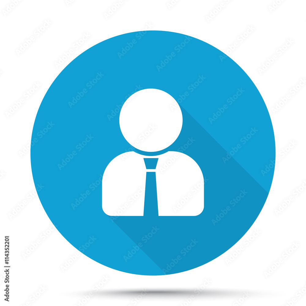 White User Profile icon on blue button isolated on white White User Profile icon on blue button isolated on white