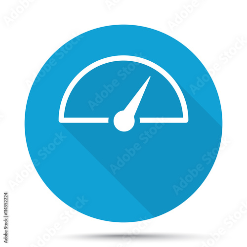 White Speed Meter icon on blue button isolated on white