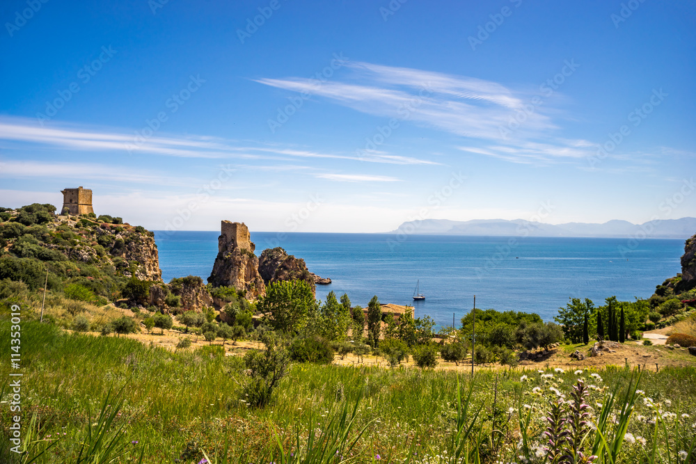 Panorama of Tonnara at Scopello, Sicily, Italy