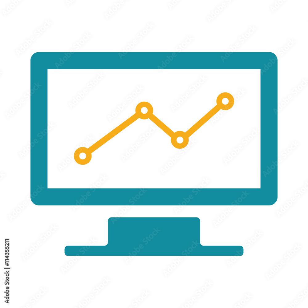computer chart statistic icon flat color on white background computer chart statistic icon flat color on white background