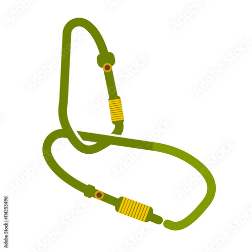 Camping equipment. Carabiners isolated on white background. Vector illustration.