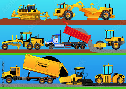 Road works. Detailed vector illustration