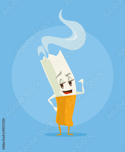 Vector cigarette cartoon funny character. Vector flat illustration