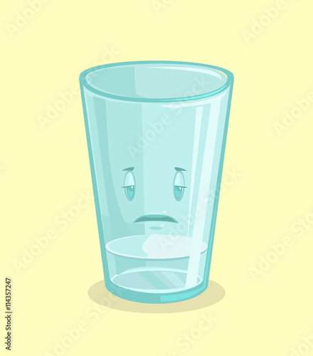 Empty glass of water. Vector flat cartoon illustration