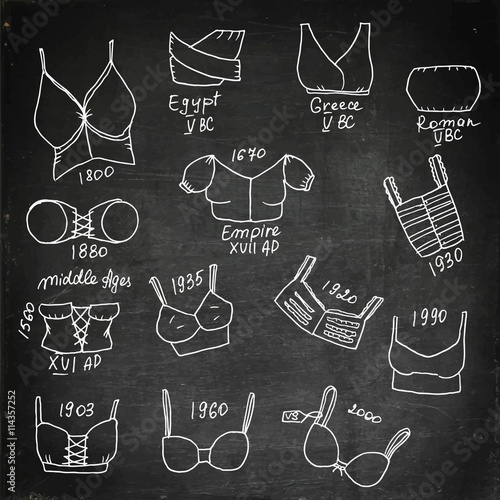 Set of different epoch bras