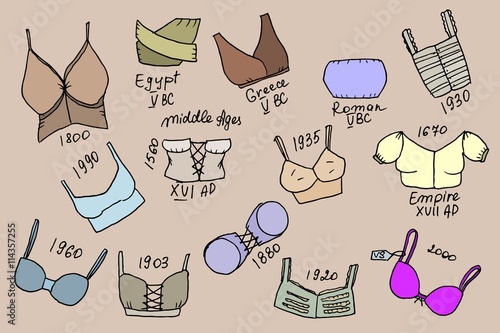 Set of different epoch bras