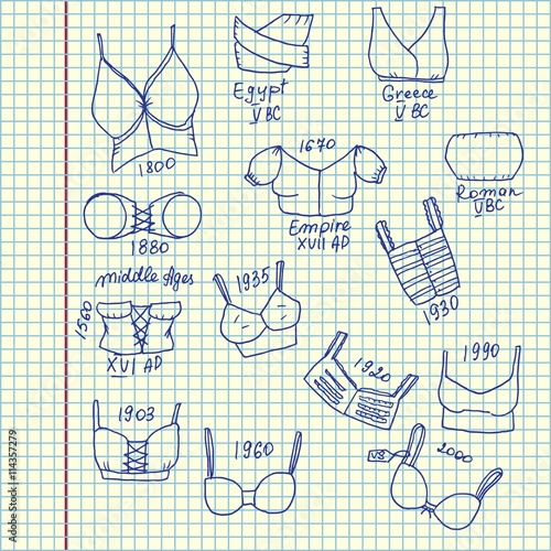 Set of different epoch bras