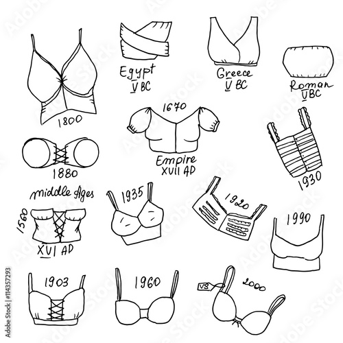 Set of different epoch bras