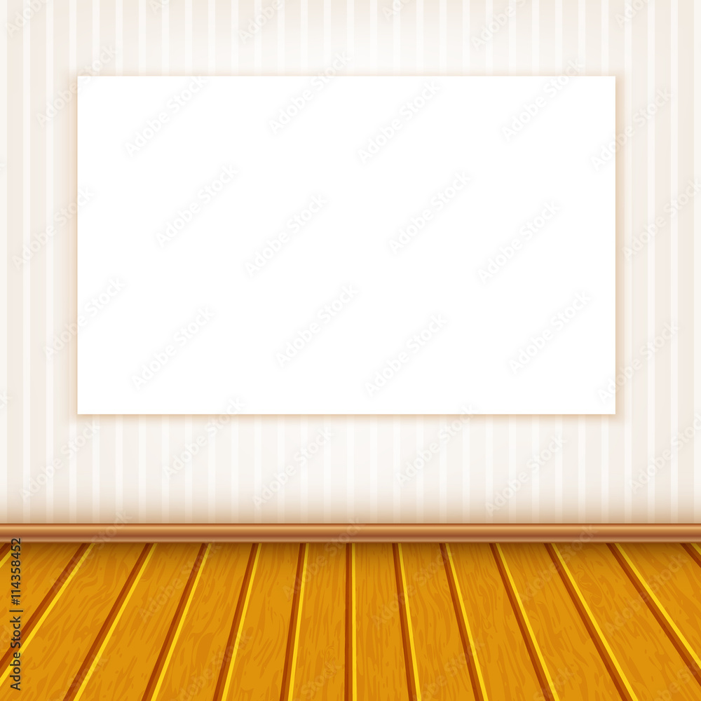 Vector background with white banner on wall Vector background with white banner on wall