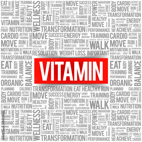 VITAMIN word cloud background, health concept