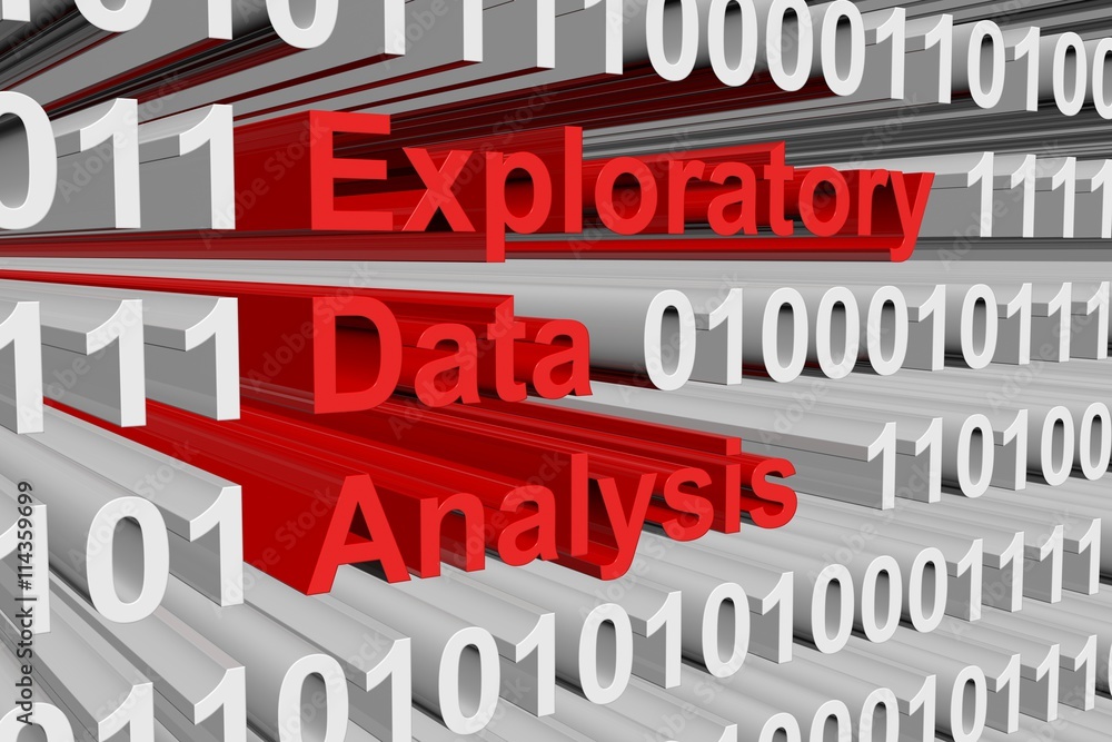 Exploratory Data Analysis in the form of binary code, 3D illustration Exploratory Data Analysis in the form of binary code, 3D illustration