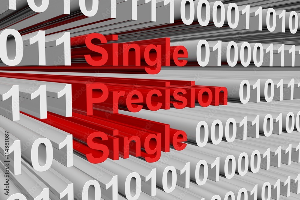 single precision single in the form of binary code, 3D illustration