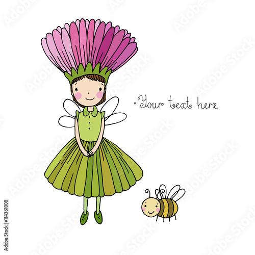 Cute little fairy and bumblebee.