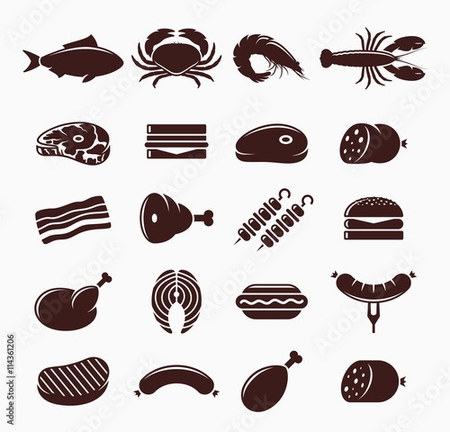 Vector Meat Icons Set