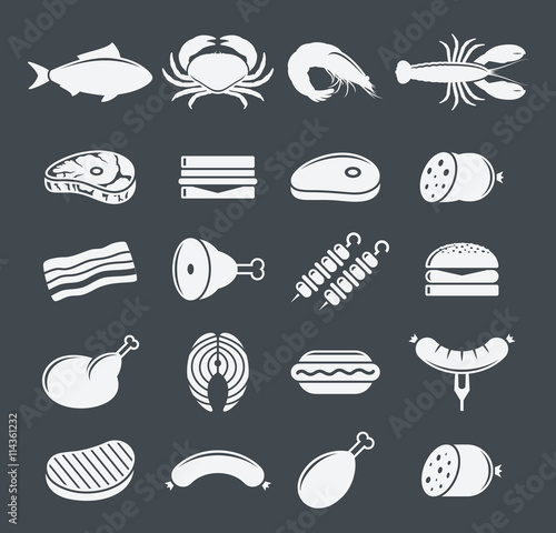Vector Meat Icons Set