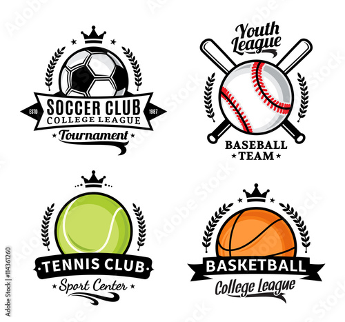 Set of sport team logo for four sport disciplines